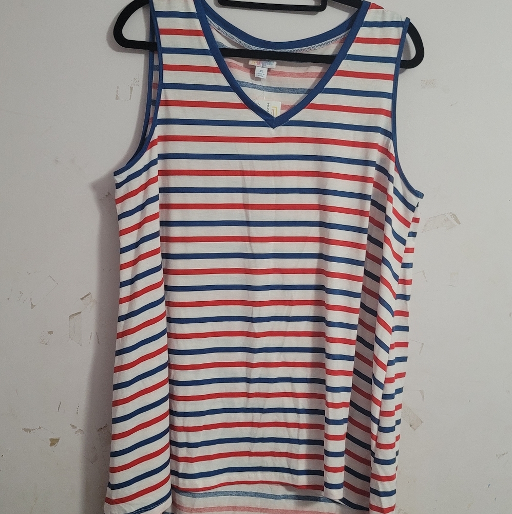LuLaRoe Striped top- Red, Blue, White